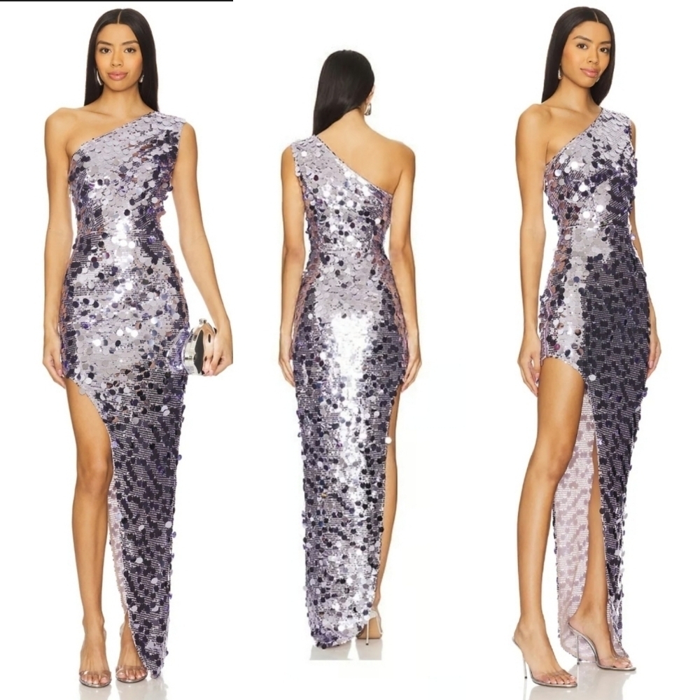 Bronx & Banco Farah Lilac One Shoulder Sequin Gown Size 6 M